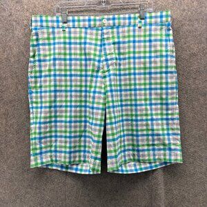 Nike Dri Fit Shorts Mens 38 Blue Chino Flat Front Golf Gingham Vintage